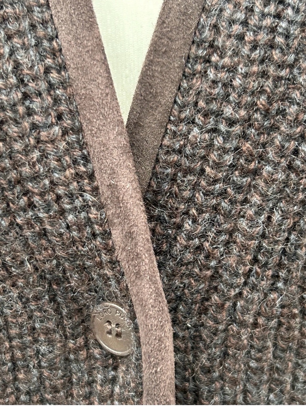 Loro Piana Dark Brown 100% Cashmere & Suede Trim Button-Front Sweater Vest - Picture 3 of 16